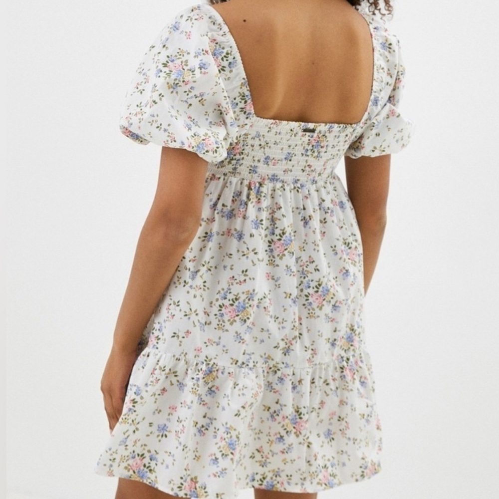 Billabong Be Mine women’s puff sleeve dainty floral mini sun dress size medium - Picture 2 of 5